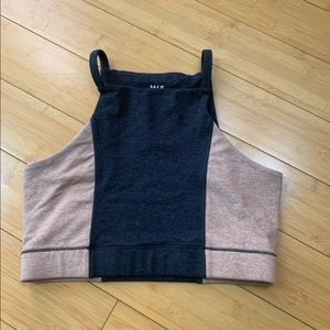 We Over Me Charcoal and Rose cropped bra/top